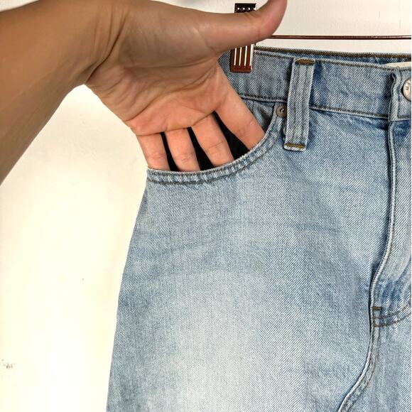 Madewell Women's Blue Rigid Denim A-Line Cut Out Edition Mini Skirt Size 27 - Picture 3 of 10